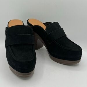 Splendid Vina Black Suede Womens Block Heel Clogs Size 9.5 NEW MSRP $149